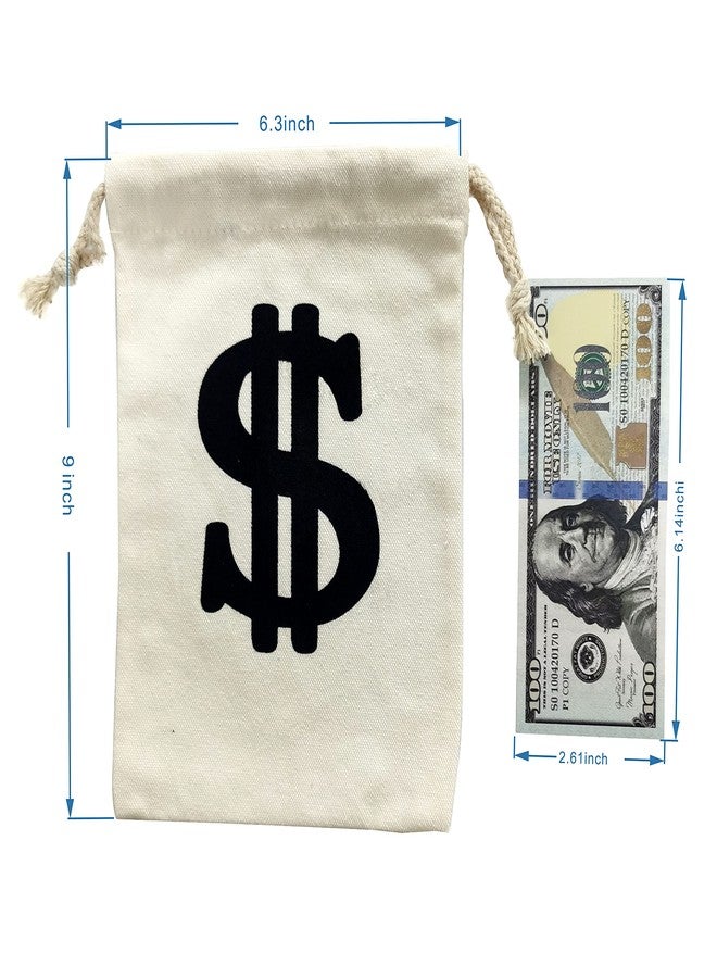 Eylola 6pack 6.3 x 9 Inches Money Bag - Prop Dollar Sign Carrying Sack for Toy Party Favor, Bank Robber Pirate Cowboy Cosplay Theme Party - Image 3